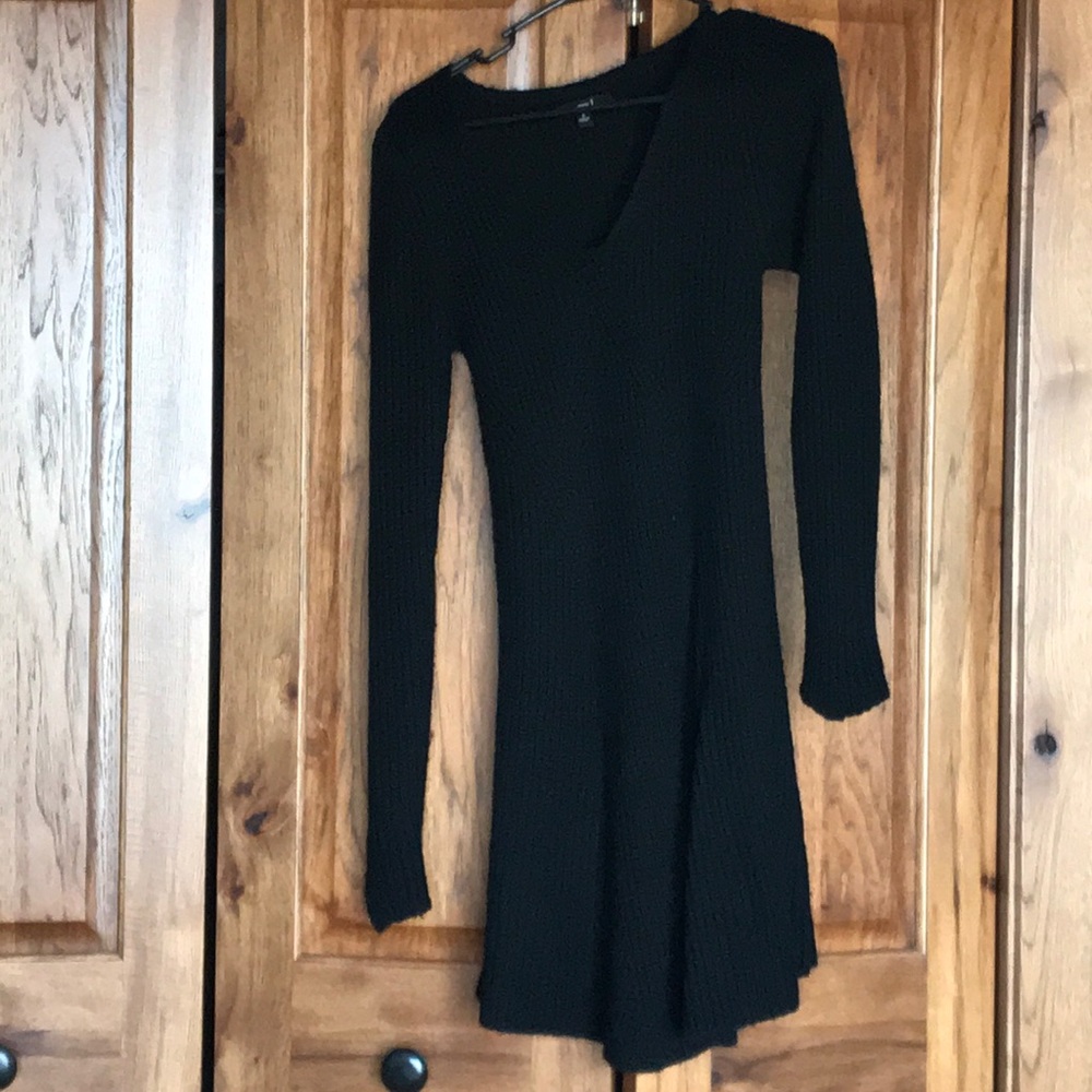 Black cable knit skater sweater dress
